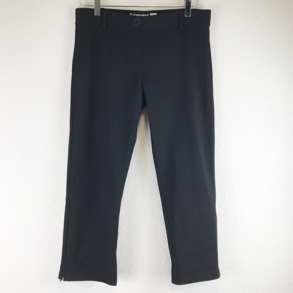 Betabrand Straight Leg Cropped Classic Dress Pant Yoga Pant Mid-Rise Black M
